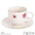 Taza y platillo de té de Navidad Red Snow